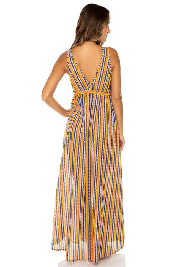 Luli Fama Plaza España V-Neck Maxi Dress - Multicolor - Luli Fama