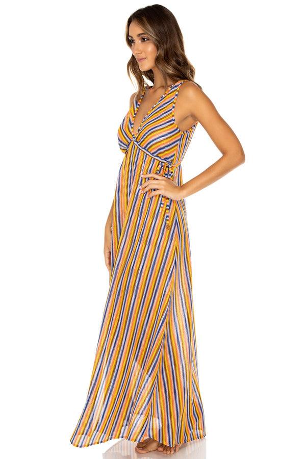 Luli Fama Plaza España V-Neck Maxi Dress - Multicolor - Luli Fama