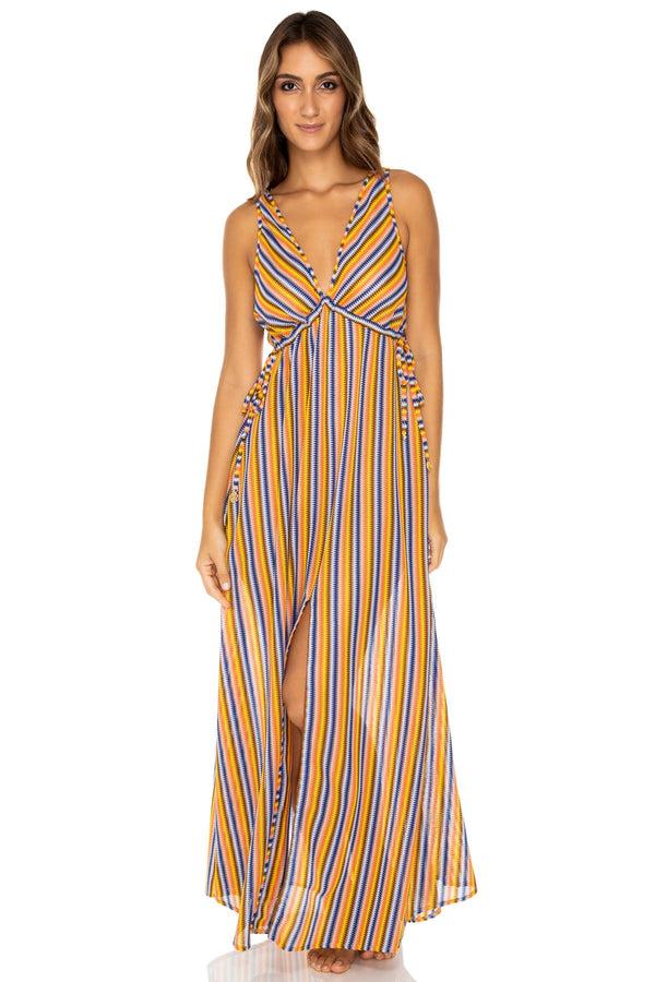 luli fama Plaza España V-Neck Maxi Dress - Multicolor - Luli Fama