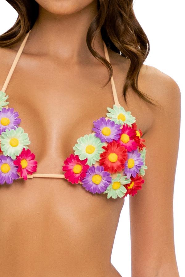 Luli Fama Pretty Things Ruched Back Bikini Bottom Triangle Top – Luli Fama