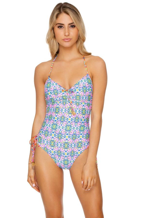 Luli Fama Rayando El Sol Drawstring High-Leg One-Piece Swimwear – Luli Fama