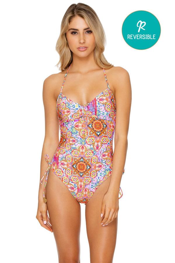 luli fama Rayando El Sol Drawstring High-Leg One-Piece Swimwear – Luli Fama