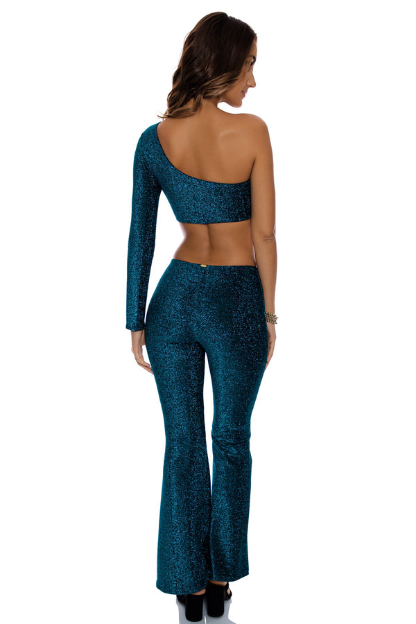 Luli Fama READY TO WEAR - Crop Top & Flare Pant • Deep Teal – Luli Fama
