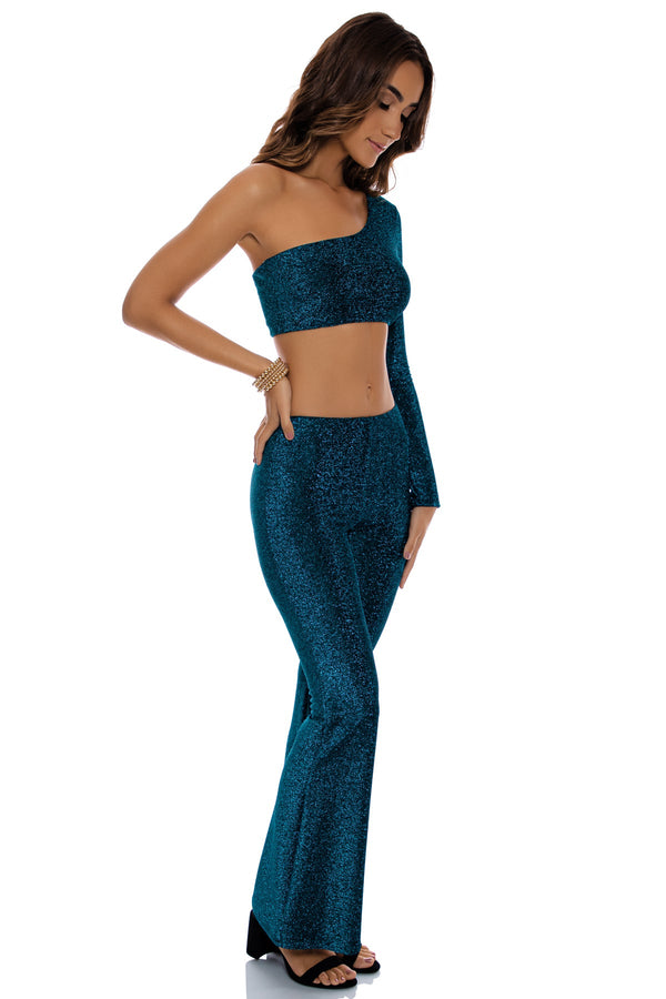 Luli Fama READY TO WEAR - Crop Top & Flare Pant • Deep Teal – Luli Fama