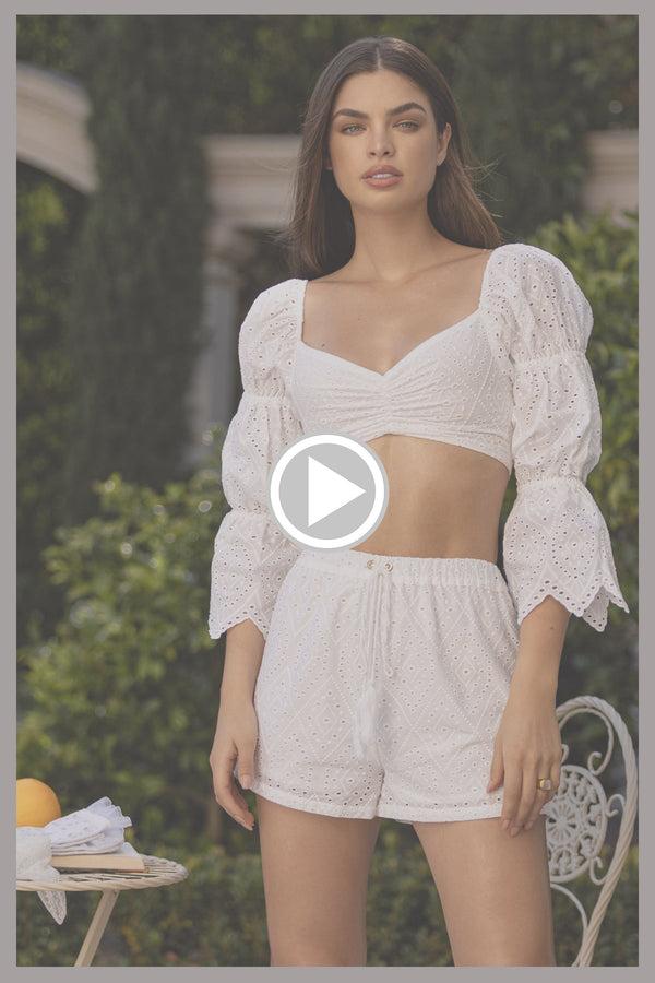 Luli Fama READY TO WEAR - Crop Top & Shorts • White Campaign – Luli Fama