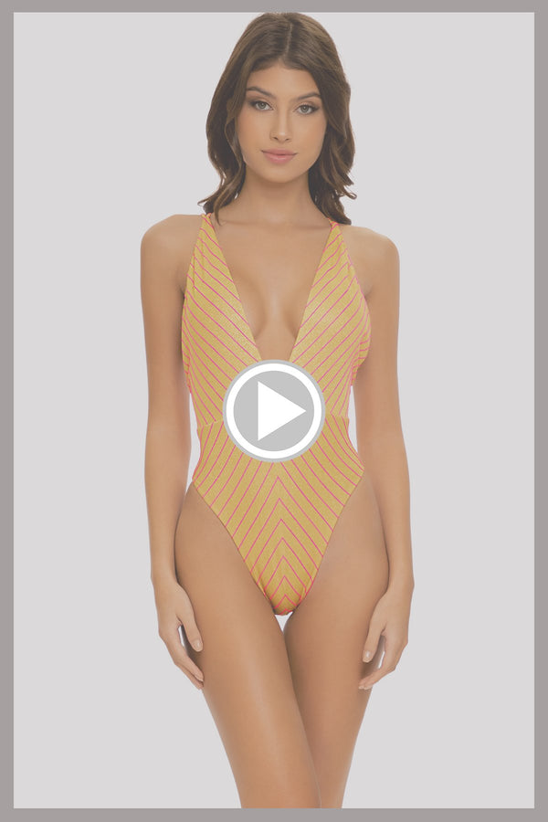 Luli Fama Rebel Glam High-Cut One-Piece - Deep V-Neck Cross Back – Luli Fama