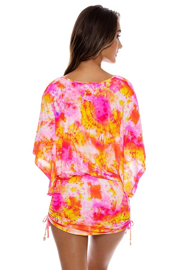 Luli Fama RETRO DREAM - Cabana V Neck Dress • Multi Pink – Luli Fama