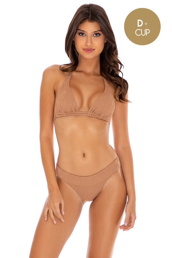 luli fama River Dance Triangle Top & Banded Full Bottom - Coconut – Luli Fama