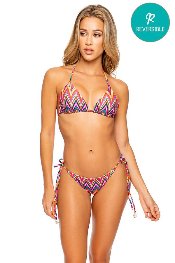 luli fama Rule Breaker Bikini - Triangle Top & Ruched Tie-Side Bottom – Luli Fama