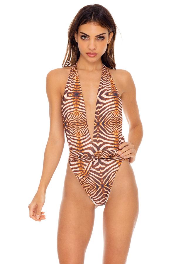 luli fama SAFARI DREAMS - One Piece Bodysuit • Brown – Luli Fama