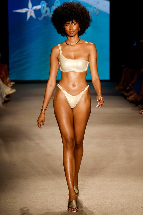 luli fama SAIL ON - One Shoulder Braided Laced Back Top & Braided Moderate Botto – Luli Fama