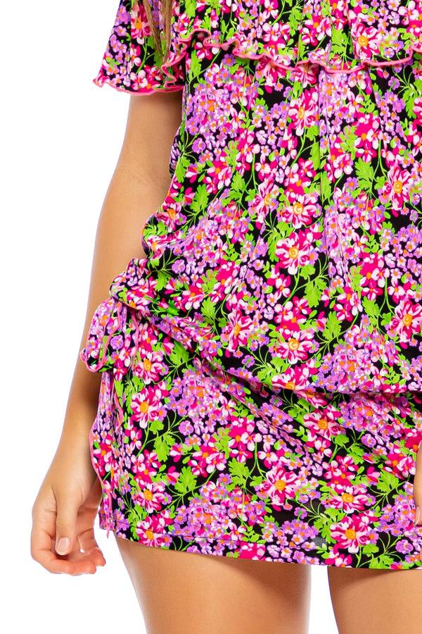 Luli Fama Sexy Señorita Ruffle Dress - Pink Floral Mini Dress – Luli Fama
