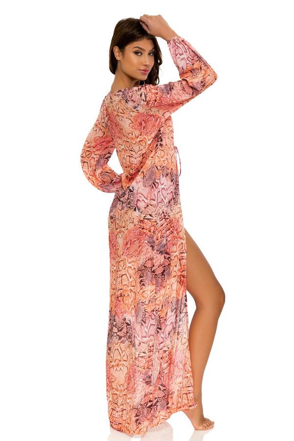 Luli Fama Skins Long Tunic Swim Cover-Up - Coral Snake – Luli Fama