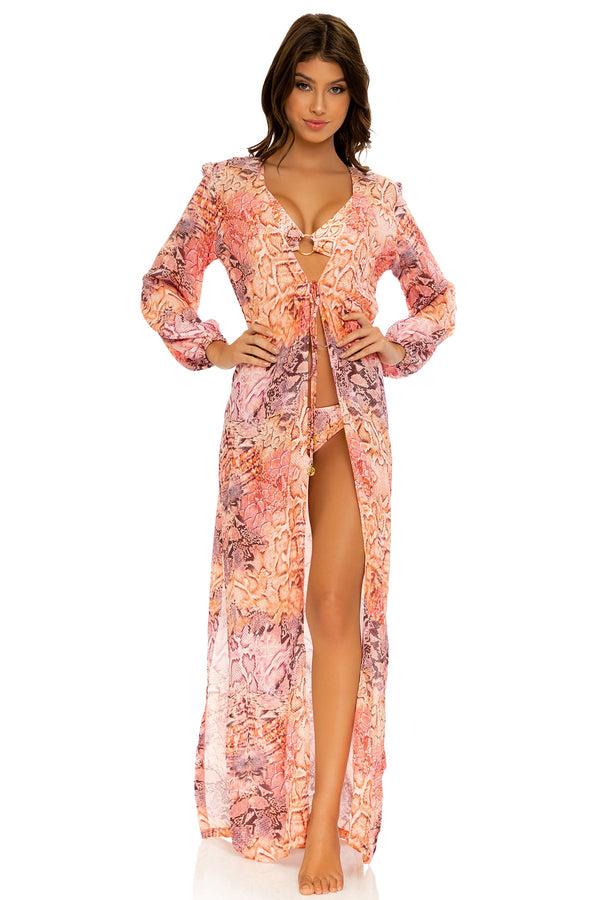 luli fama Skins Long Tunic Swim Cover-Up - Coral Snake – Luli Fama
