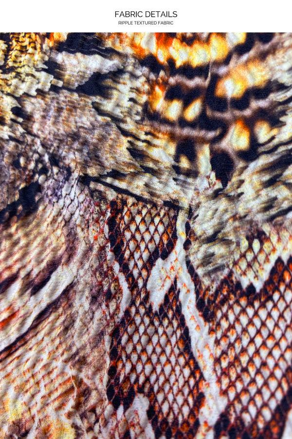 Luli Fama SKINS - Triangle Top & Wavey Ruched Back Tie Side Bottom • Natural Sna – Luli Fama