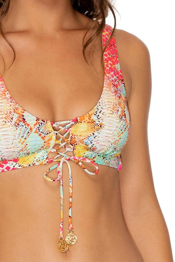 Luli Fama SMOKE SHOW - Lace Up Bralette & Tab Side High Leg Brazilian Bottom • M – Luli Fama