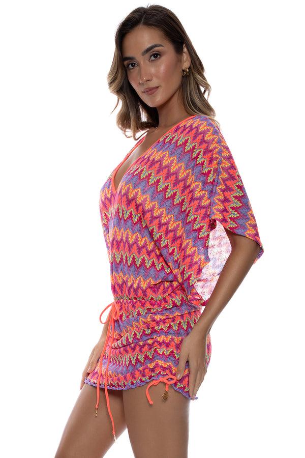 Luli Fama SONG OF THE SEA - Cabana V Neck Dress • Multicolor – Luli Fama