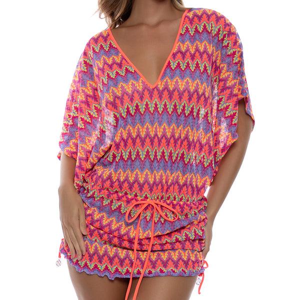 Luli Fama SONG OF THE SEA - Cabana V Neck Dress • Multicolor – Luli Fama