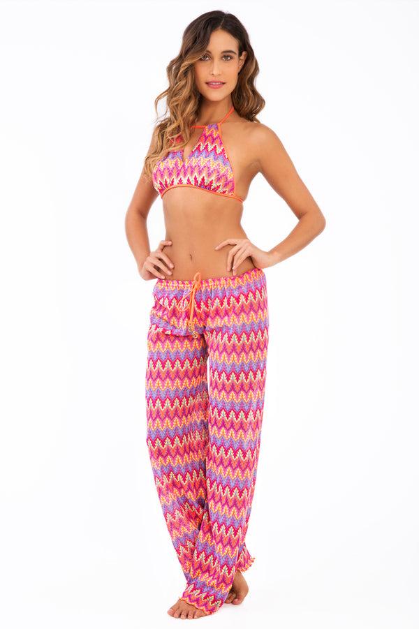 luli fama SONG OF THE SEA - Key Hole Halter Top & Beach Pant • Multicolor – Luli Fama