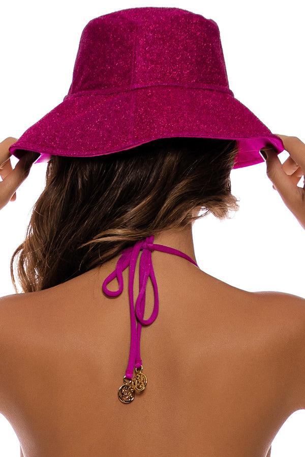 Luli Fama STARDUST - Wide Brim Bucket Hat • Magenta – Luli Fama