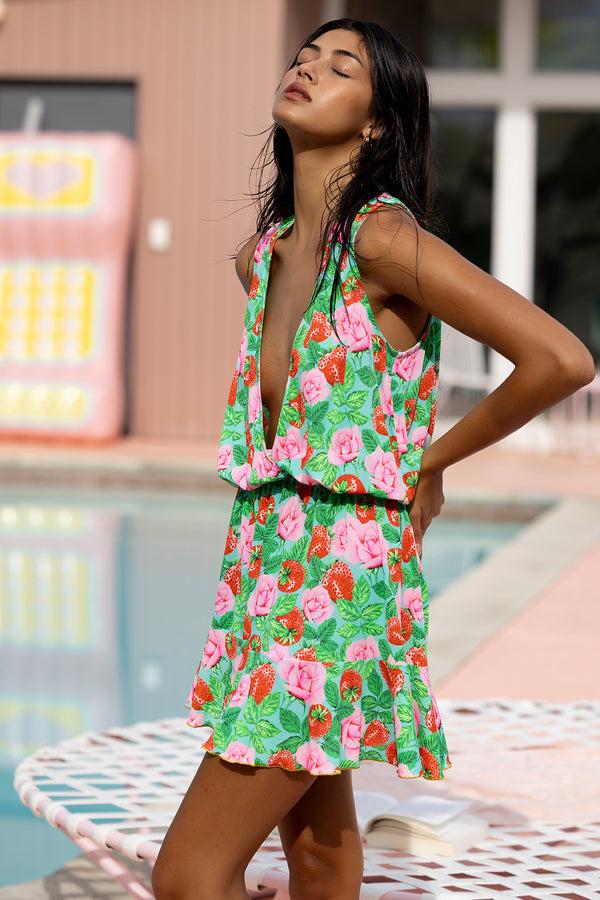 Luli Fama STRAWBERRY FIELDS - Tank Playera Dress • Multicolor – Luli Fama