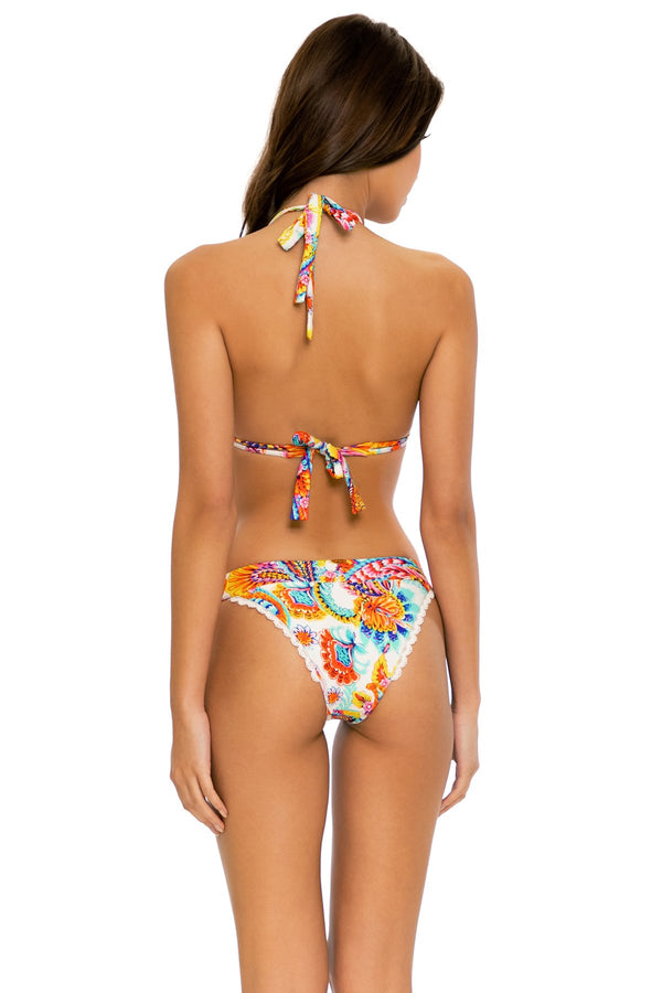 Luli Fama SUMMER LOVE - Triangle Halter Top & Banded Moderate Bottom • White – Luli Fama