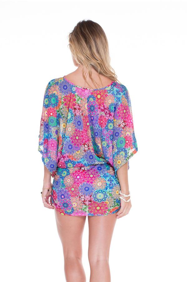 Luli Fama SUNBURST - Cabana V Neck Dress • Multicolor – Luli Fama