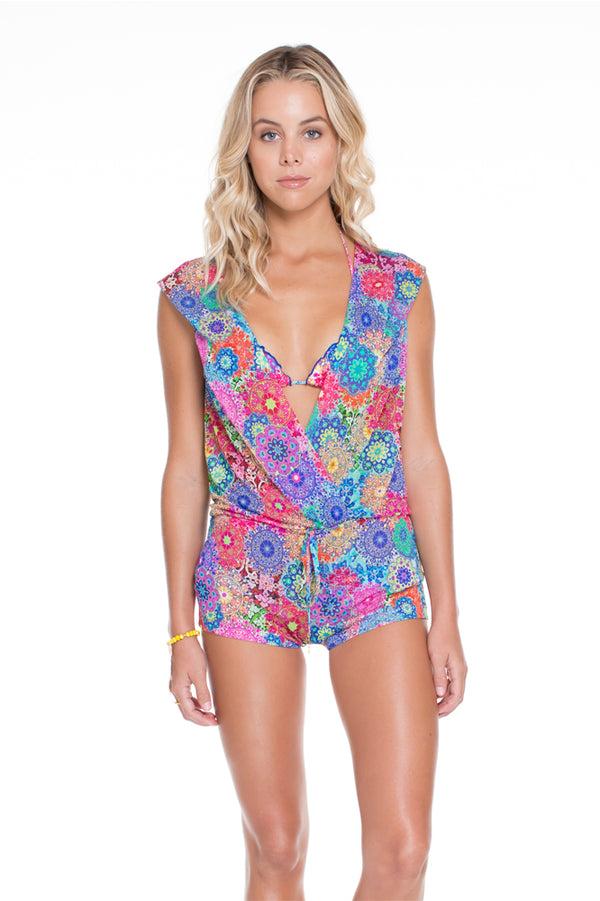 luli fama SUNBURST - Hoodie Romper • Multicolor – Luli Fama
