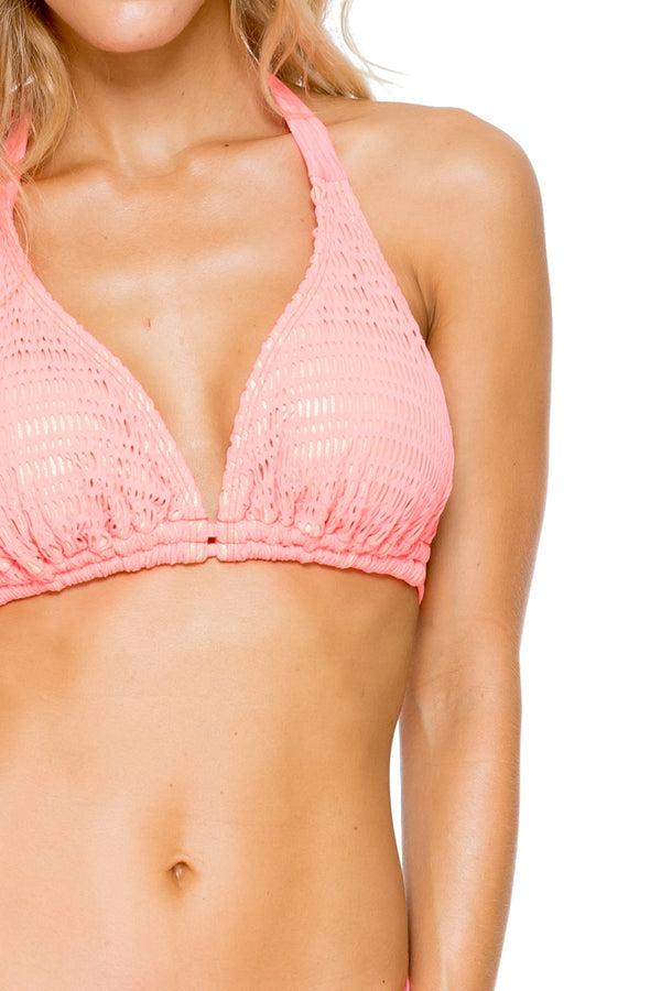 Luli Fama TAKE ME TO PARADISE - Triangle Halter Top & Tab Sides Full Bottom • Co – Luli Fama