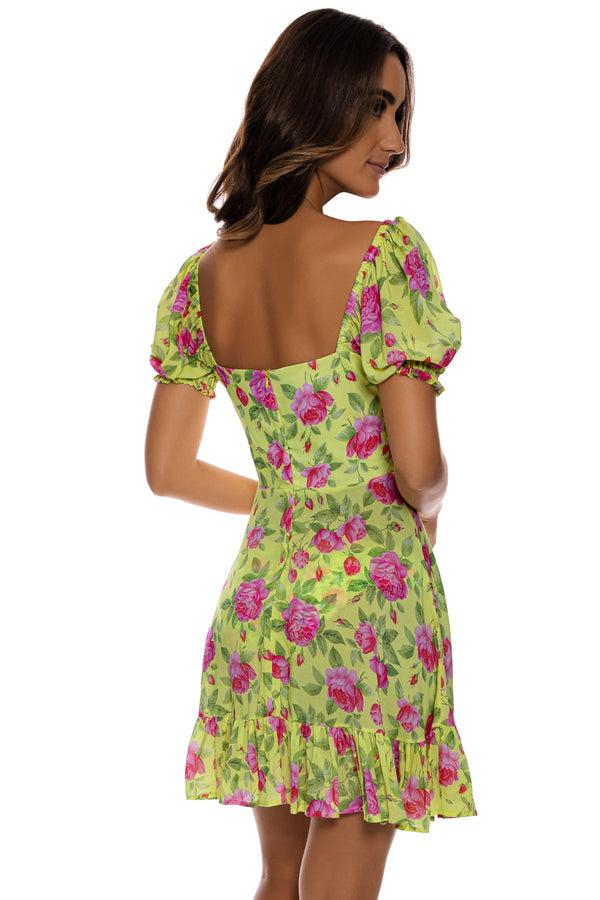 Luli Fama TI AMO - Ruched Square Neckline Dress • Radiant Yellow – Luli Fama