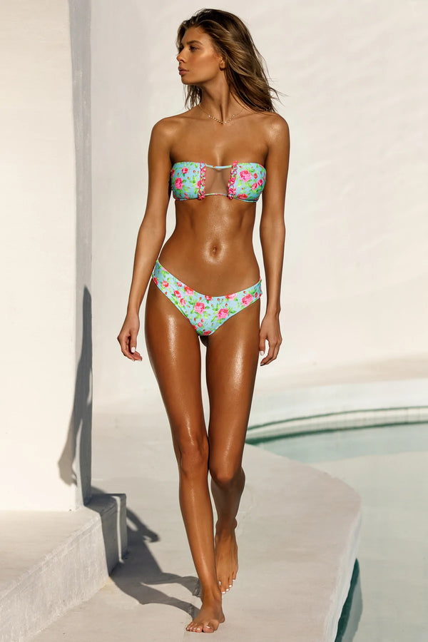 Luli Fama TI AMO - Ruffle Trim Bandeau Top & Seamless Full Ruched Back Bottom • – Luli Fama