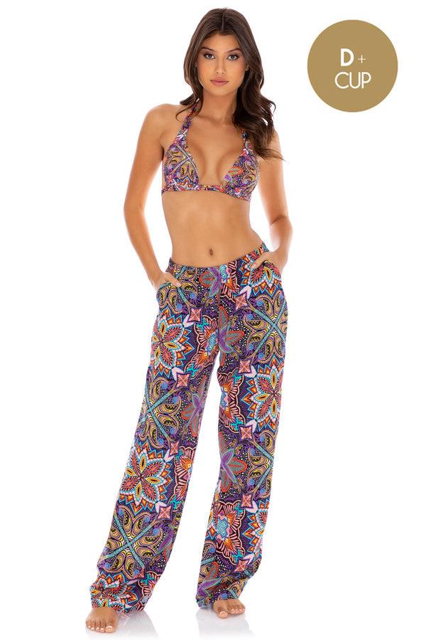 luli fama Tiki Babe - Halter Top & Split Side Wide Leg Pants – Luli Fama