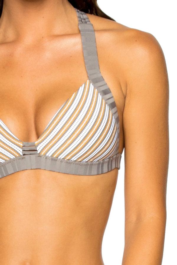 Luli Fama TORRE DE ORO - Molded Push Up Bandeau Halter Top & Full Bottom • Multi – Luli Fama