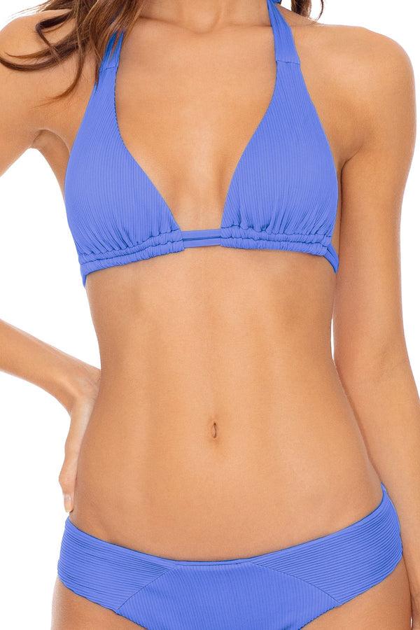 Luli Fama Triana Halter Bikini Top & Full-Coverage Bottom - Blue – Luli Fama
