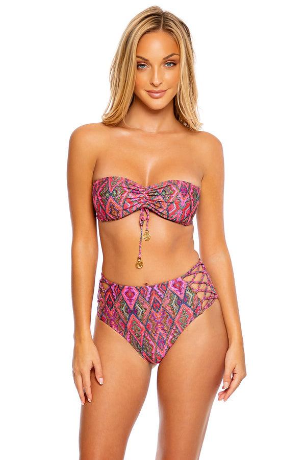 luli fama VAMOS A CABOS - Bandeau Top & High Rise Full Bottom • Multicolor – Luli Fama