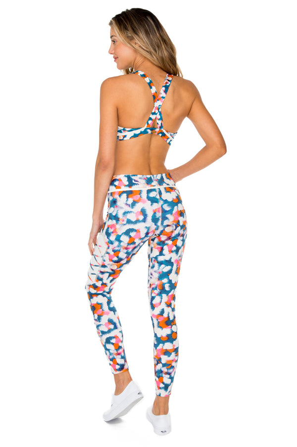 Luli Fama VIA BLANCA - Crossback Sports Bra & Laced Panel Skinny Legging • Multi – Luli Fama