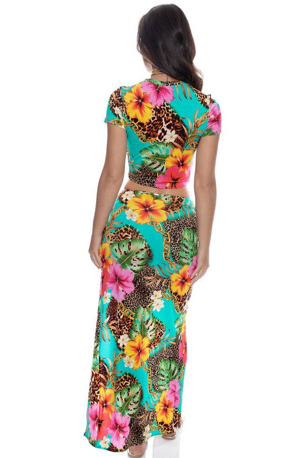 Luli Fama VISIONS OF PARADISE - Crop Top & Chain Skirt • Multicolor – Luli Fama