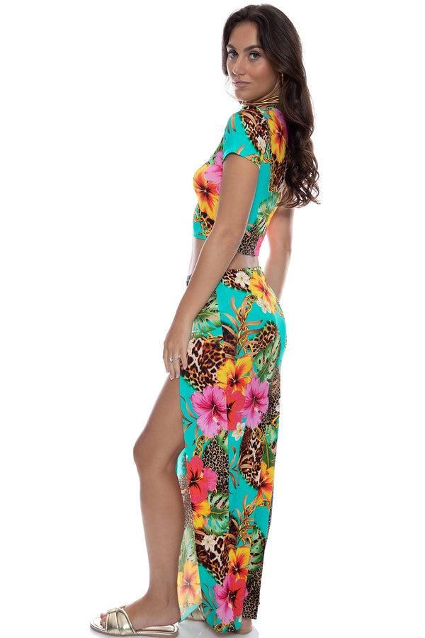 Luli Fama VISIONS OF PARADISE - Crop Top & Chain Skirt • Multicolor – Luli Fama