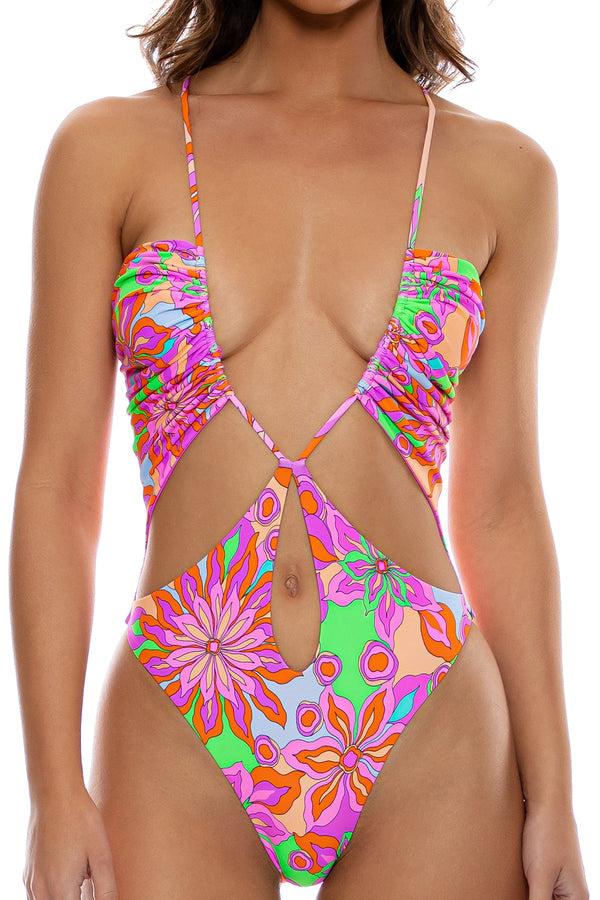 Luli Fama VIVI IL MOMENTO - Drawstring Monokini • Multicolor – Luli Fama