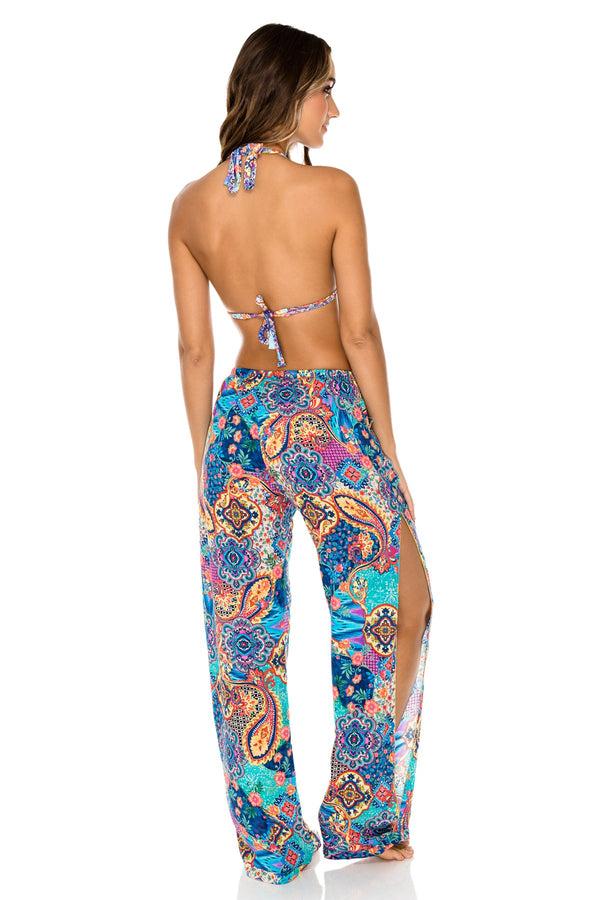 Luli Fama Wapisima Halter Bikini Top & Wide Leg Pant - Multicolor – Luli Fama