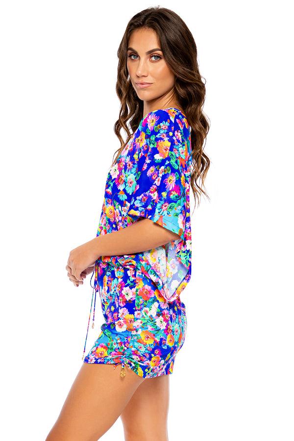 Luli Fama WATER BLOSSOMS - Cabana V Neck Dress • Multicolor – Luli Fama