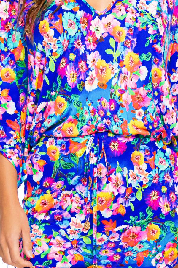 Luli Fama WATER BLOSSOMS - Cabana V Neck Dress • Multicolor – Luli Fama