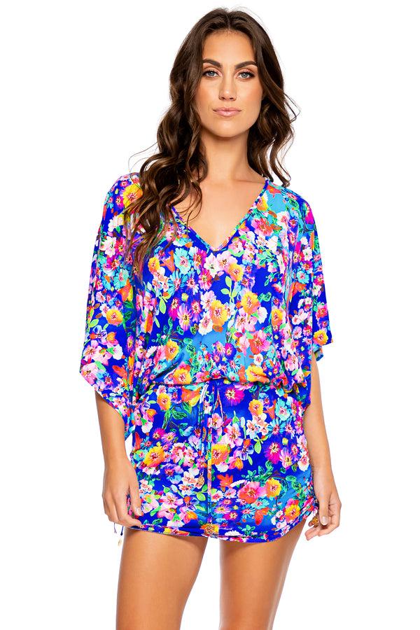 luli fama WATER BLOSSOMS - Cabana V Neck Dress • Multicolor – Luli Fama