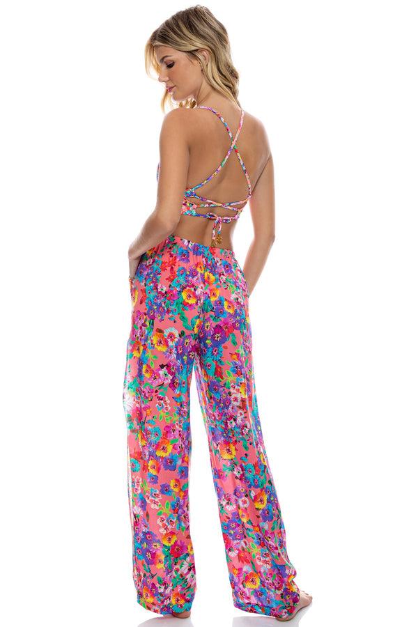 Luli Fama WATER BLOSSOMS - Underwire Top & Split Side Wide Leg Pant • Electric C – Luli Fama