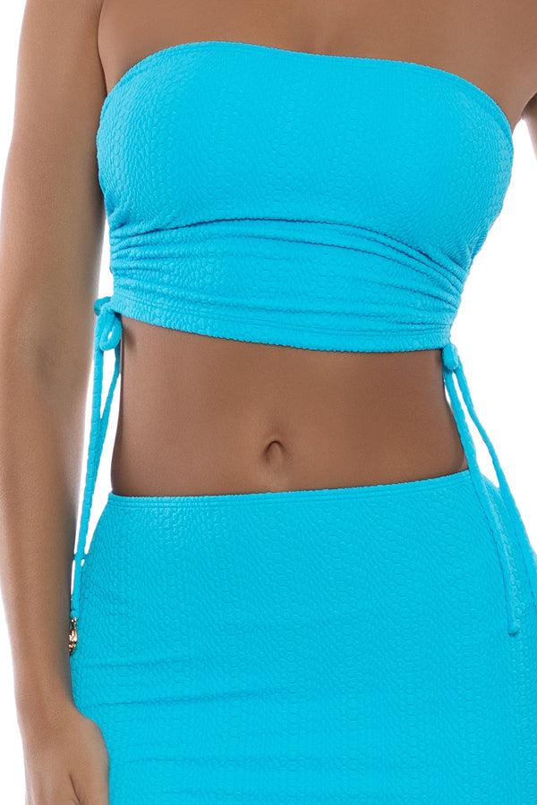 Luli Fama WAVY BABY - Drawstring Tube Top & Mini Skirt • Caribe Blue – Luli Fama