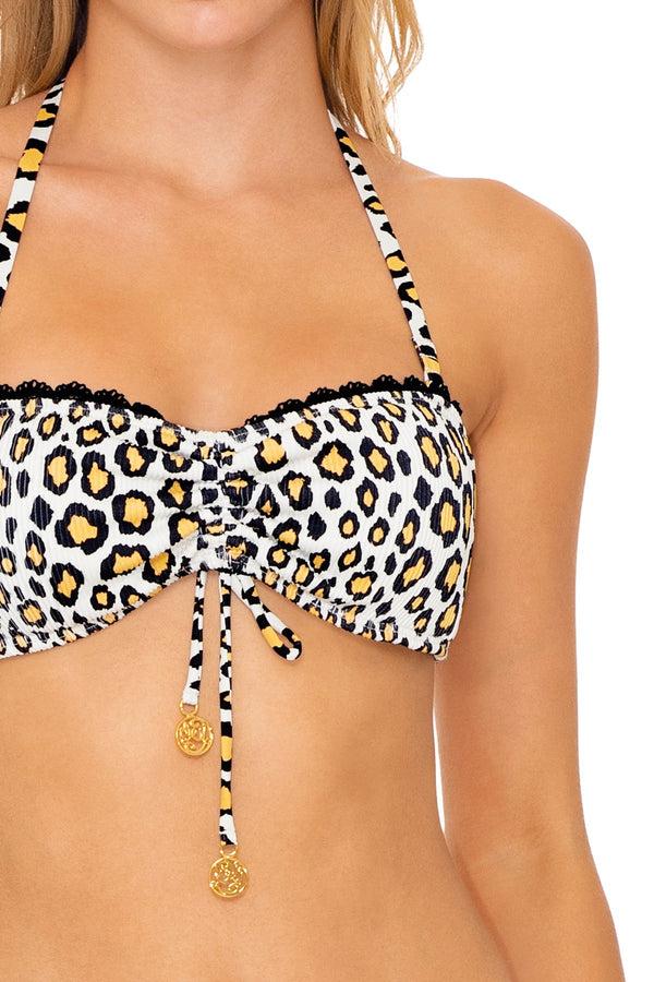 Luli Fama Wild Side Bandeau And High-Leg Bikini Bottom - Leopard – Luli Fama