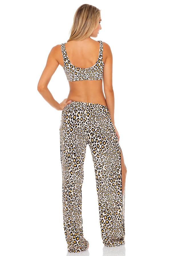 Luli Fama Wild Side Bralette Bikini Top & Wide-Leg Pant - Leopard – Luli Fama
