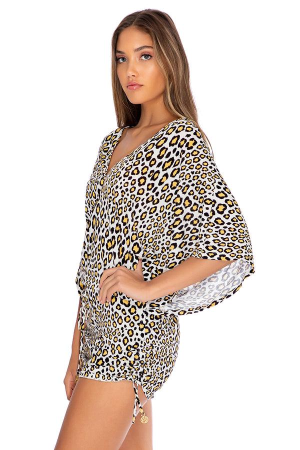 Luli Fama Wild Side Cabana V Neck Mini Dress - Animal Print – Luli Fama