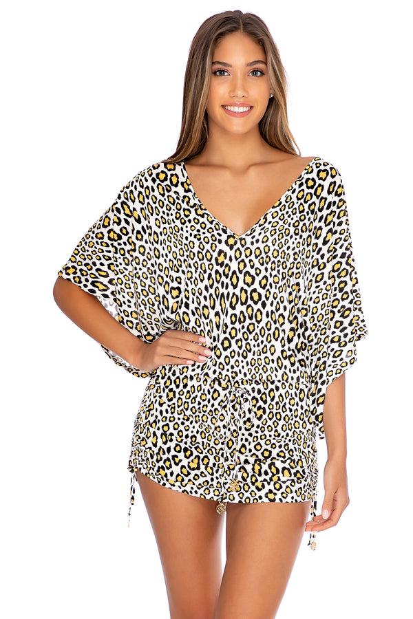 luli fama Wild Side Cabana V Neck Mini Dress - Animal Print – Luli Fama