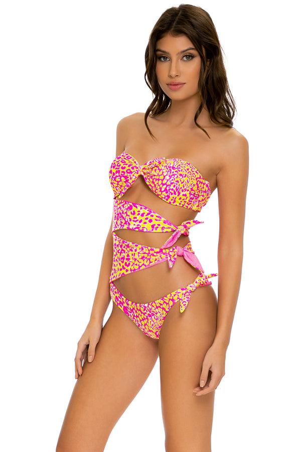 Luli Fama Wild Sweetheart Knot Bow Tie-Side Bandeau One-Piece – Luli Fama